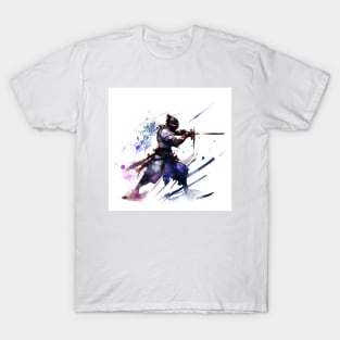 Samurai Warior watercolor painting T-Shirt